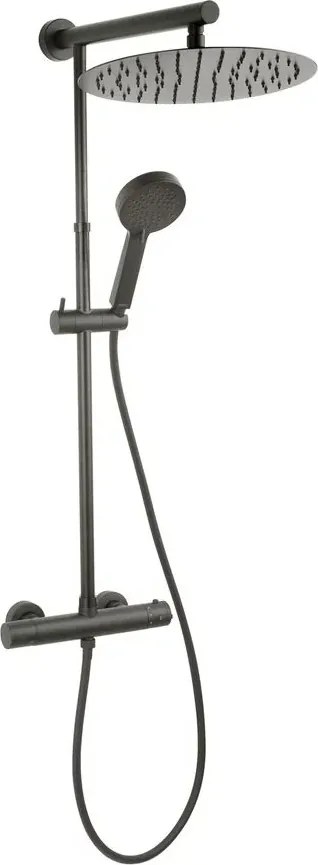 Coloana de dus cu baterie termostatata Ferro Trevi finisaj gri Gun Metal mat