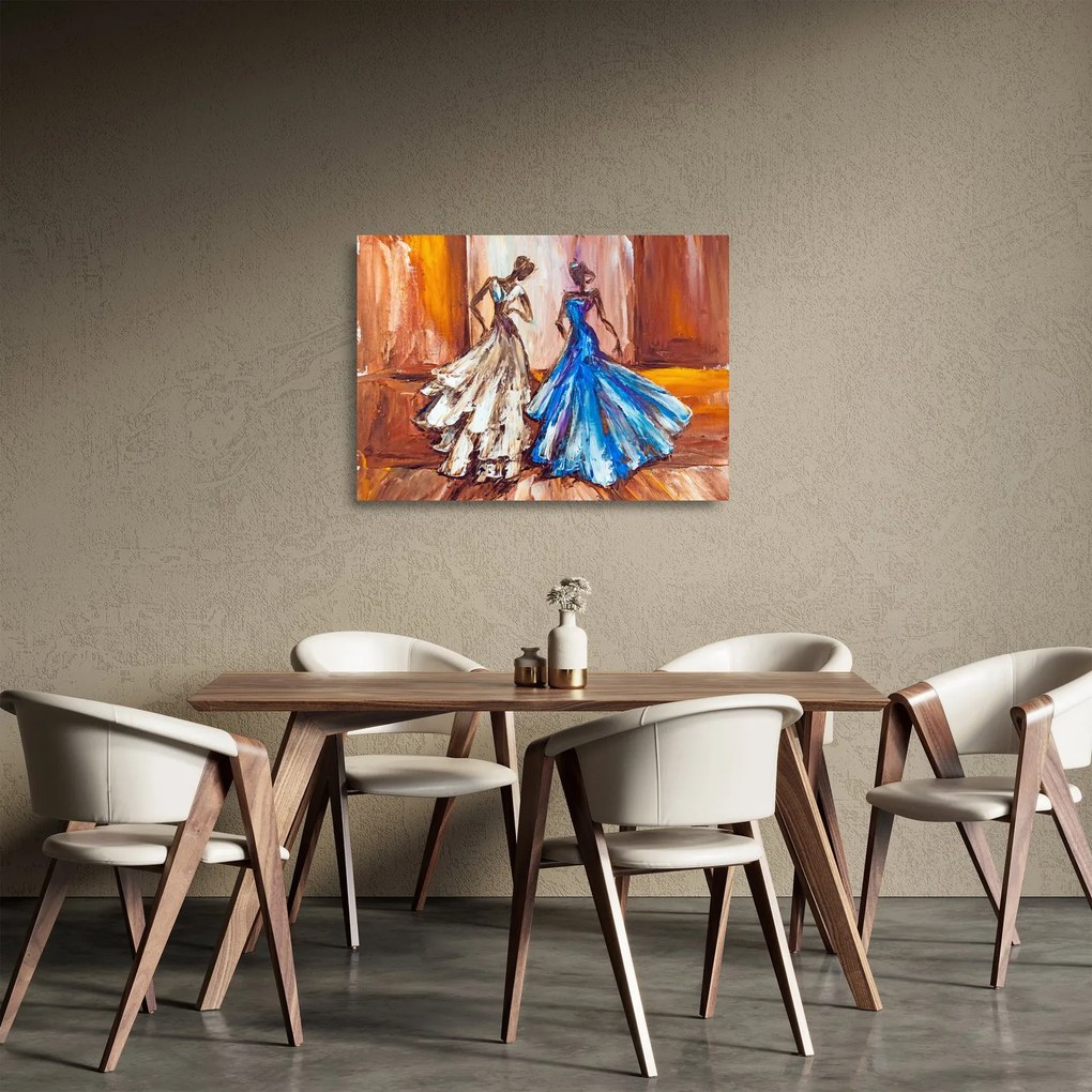 Tablou pe sticlă - Dansatoare, pictură în ulei (70x50 cm)