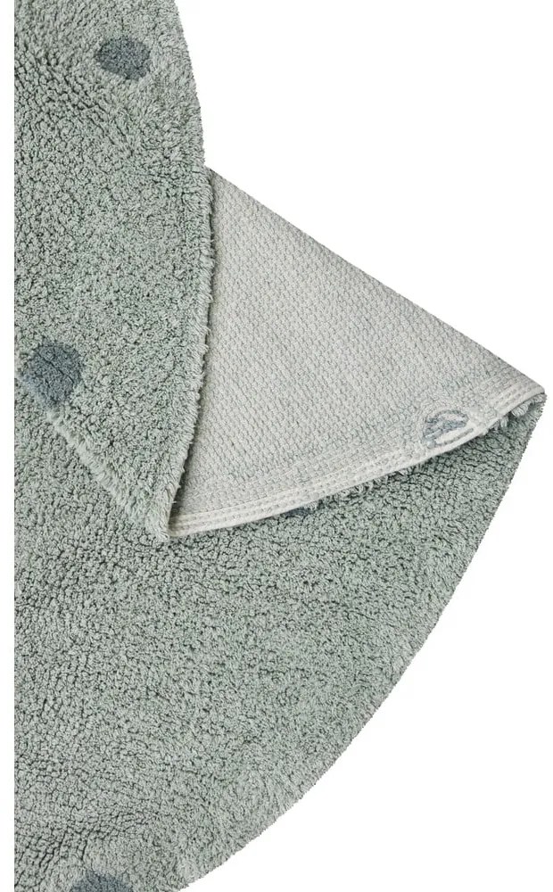 Covor pentru copii verde deschis lavabil/țesut manual din bumbac ø140 cm Round Dot Blue Sage – Lorena Canals