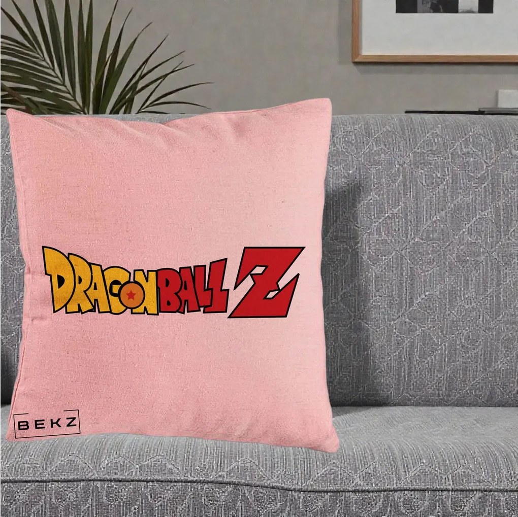 Perna Personalizata Dragon Ball Z Clasic, 40x40 cm, Roz, Husa Detasabila, Perna Inclusa, BEKZ®