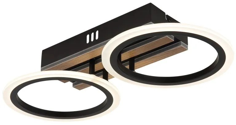 Plafoniera LED CCT BLEVINS riflaj MDF cu efect de lemn