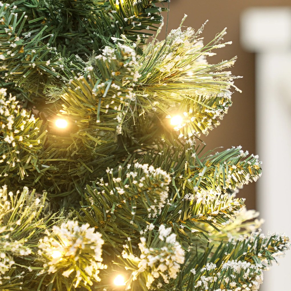 HOMCOM Pom de Crăciun Miniatural Pre-luminat 60 cm, Pom de Crăciun cu Zăpadă | Aosom Romania