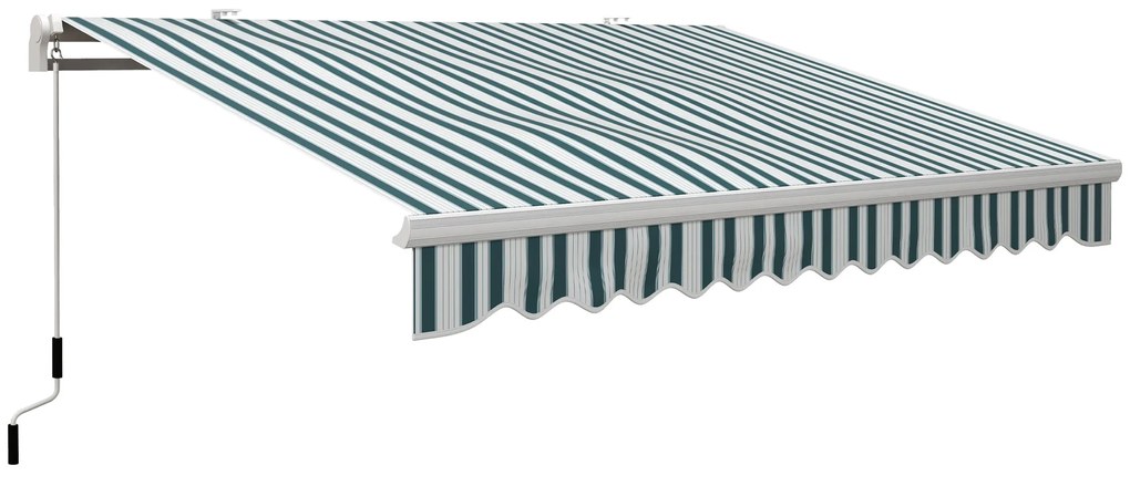 Outsunny Copertină Retractabilă cu Braț Pliabil și Protecție UV, 395x 245 cm, Verde și Alb | Aosom Romania