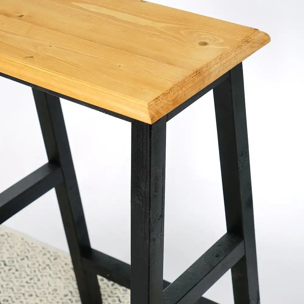 Scaun bar, taburet,William,din lemn,culoare negru si nuc,70 cm