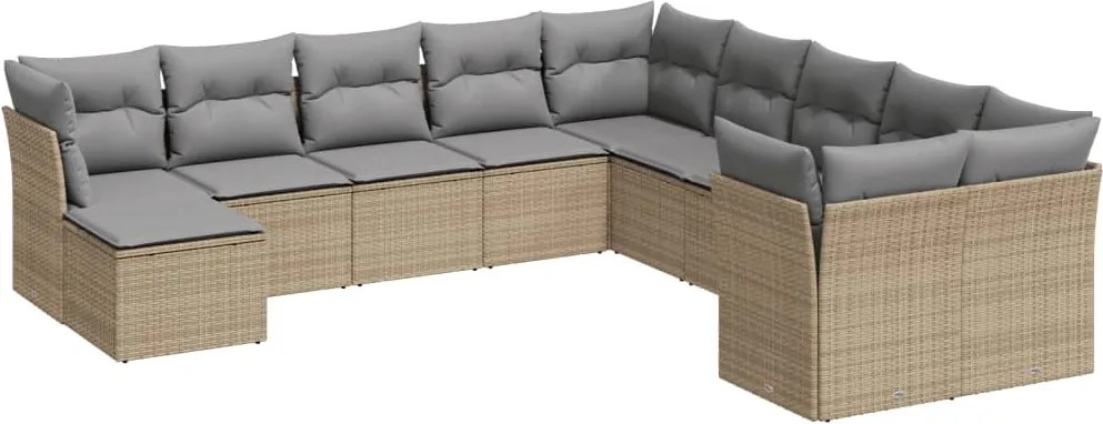 vidaXL Set canapele de grădină cu perne, 11 piese, bej, poliratan