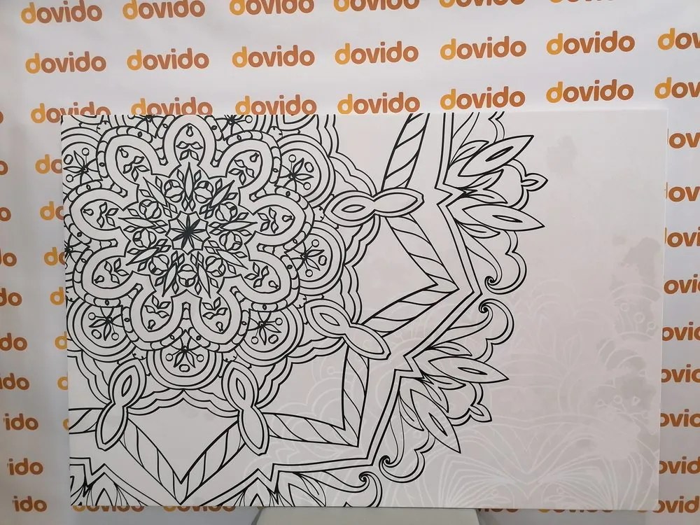 Tablou Mandala în motiv de iarnă în design alb-negru