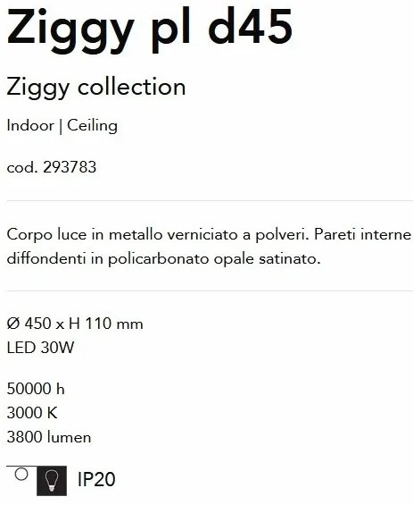 Plafoniera LED design modern Ziggy pl d45 alba