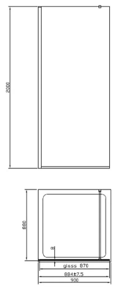 Paravan dus sticla securizata easy clean,walk-in negru mat 80x200 cm, Mediterraneo, Foxy 800x2000 mm