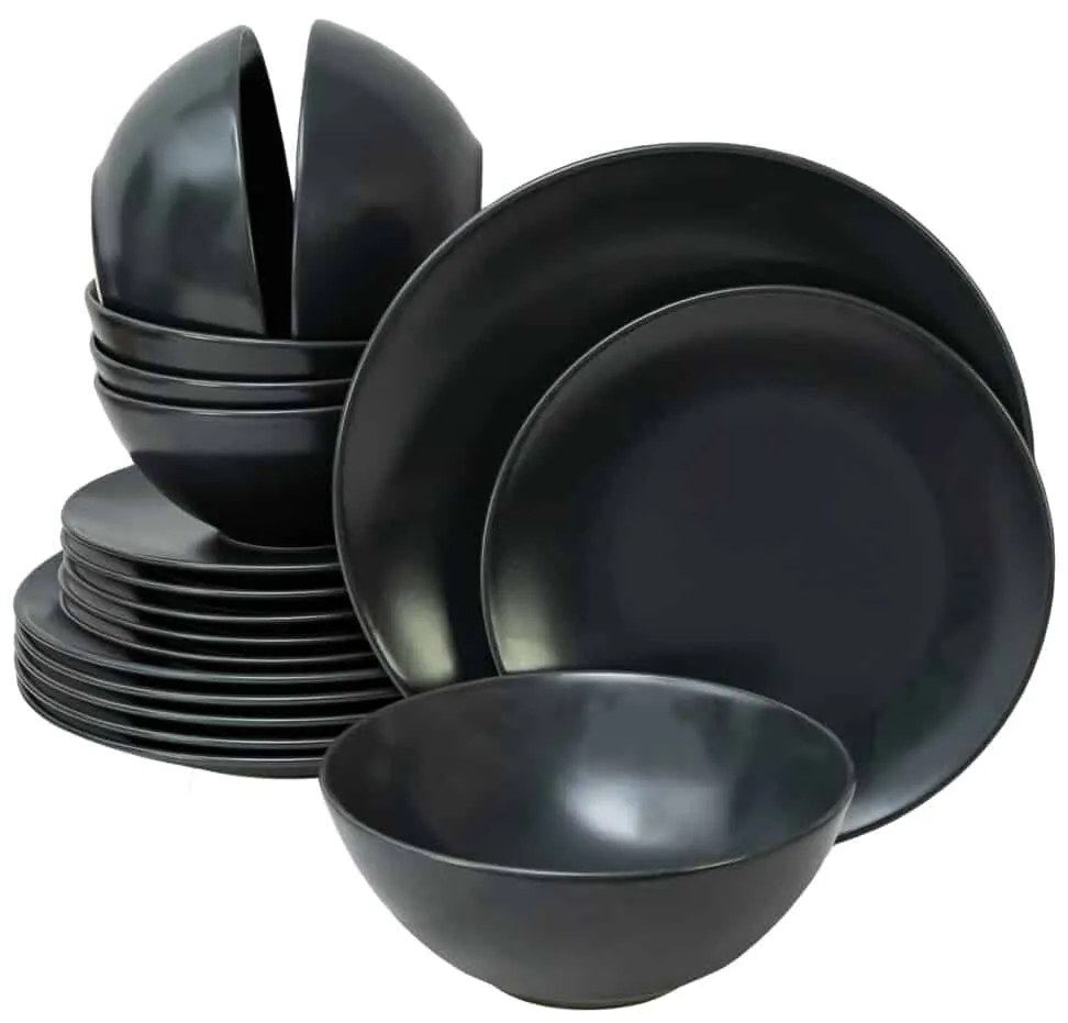 Set Complet Serviciu De Masa Anthracite, 18 piese, Gri Antracit Mat