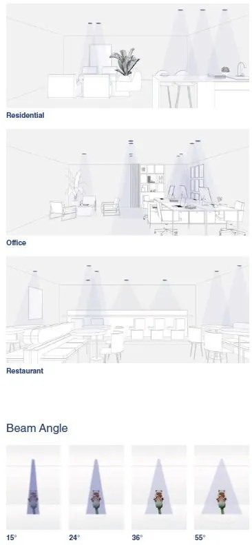 Spot LED incastrabil TULIPA White recessed downlight 7W 24° 2700K CRI90 dali