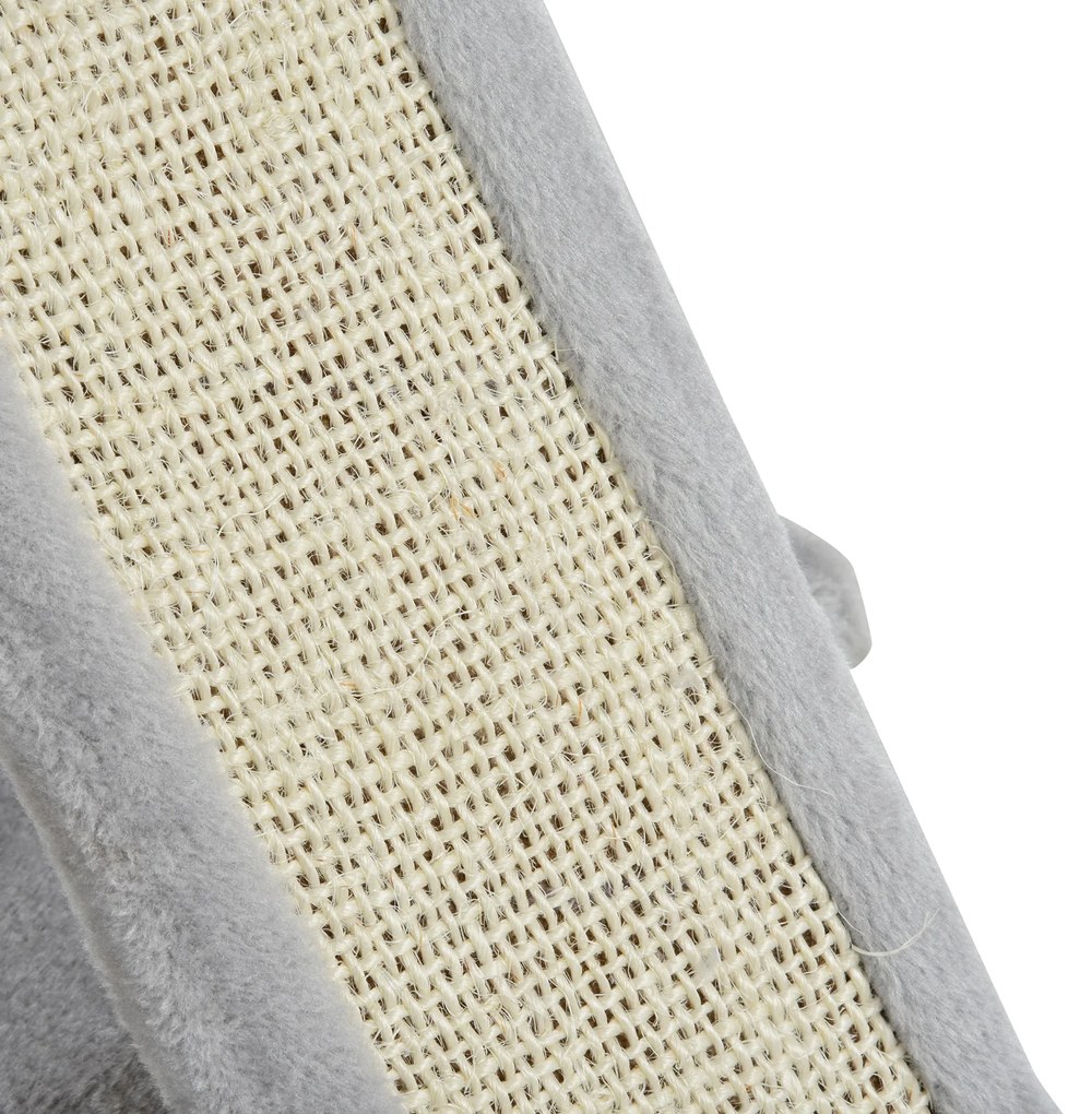 PawHut Ansamblu pentru pisici cu stalpi din sisal, pat si 2 case cu tapiterie de plus, 59x39x83cm, gri | Aosom Romania