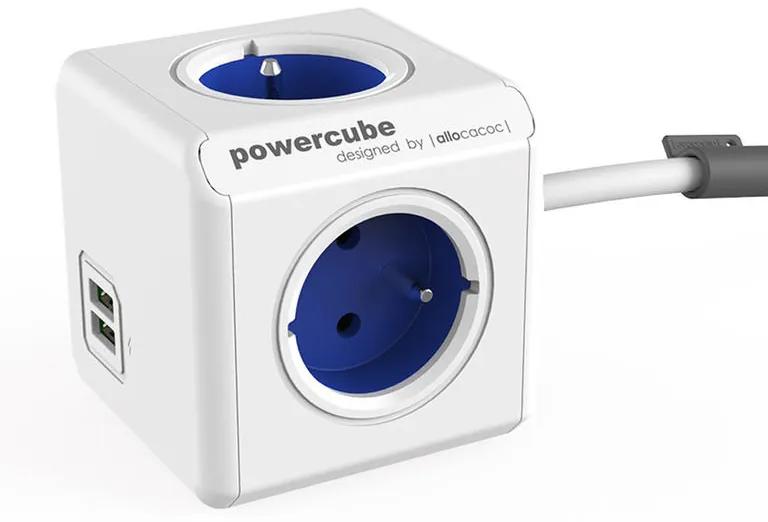 Prelungitor PowerCube Extended USB albastru