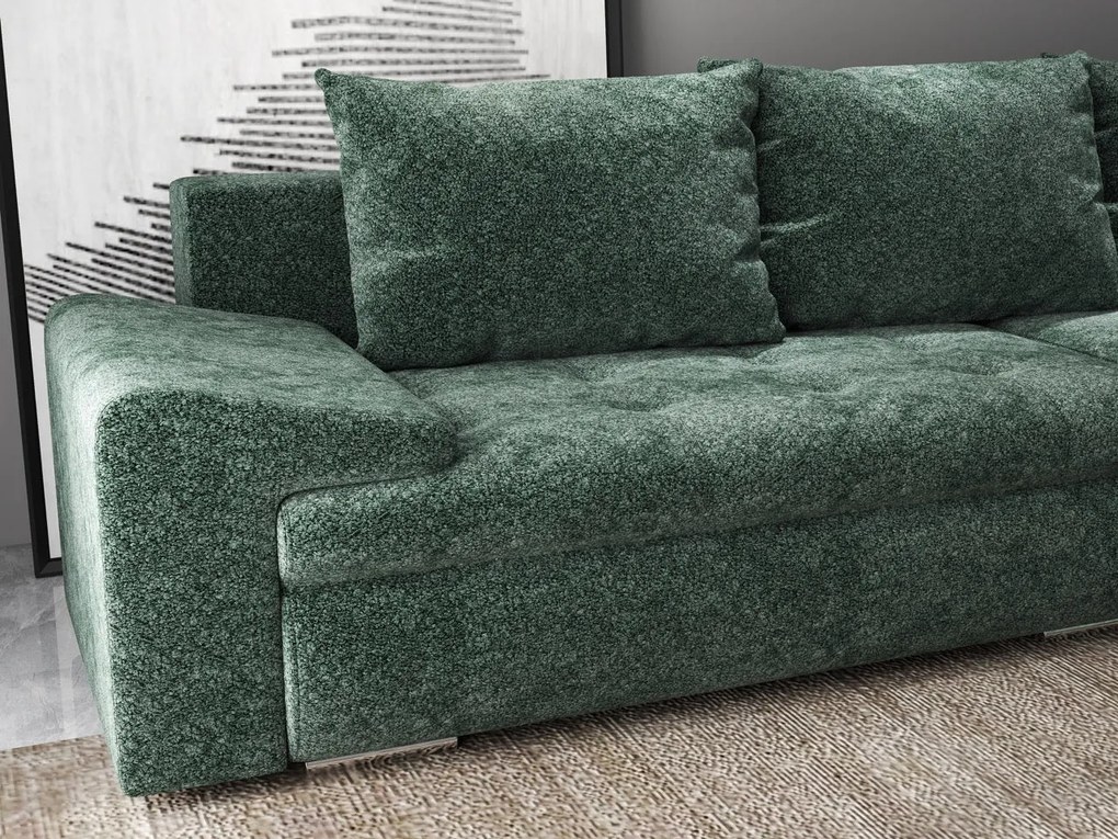 Colțar extensibil dumonde cu ladă de depozitare si sezut confortabil din spuma high-density, Leonardo Euphoria Verde 260x185 cm II