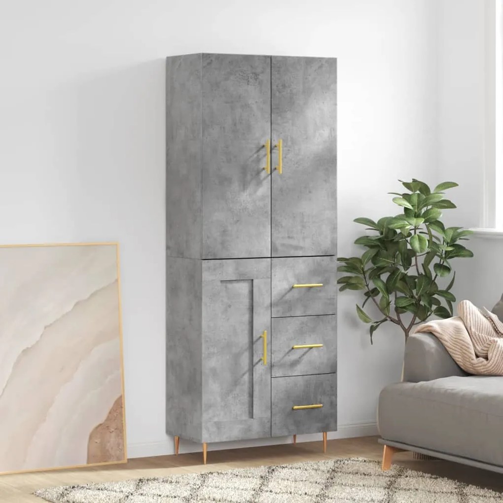 vidaXL Dulap înalt, gri beton, 69,5x34x180, lemn compozit
