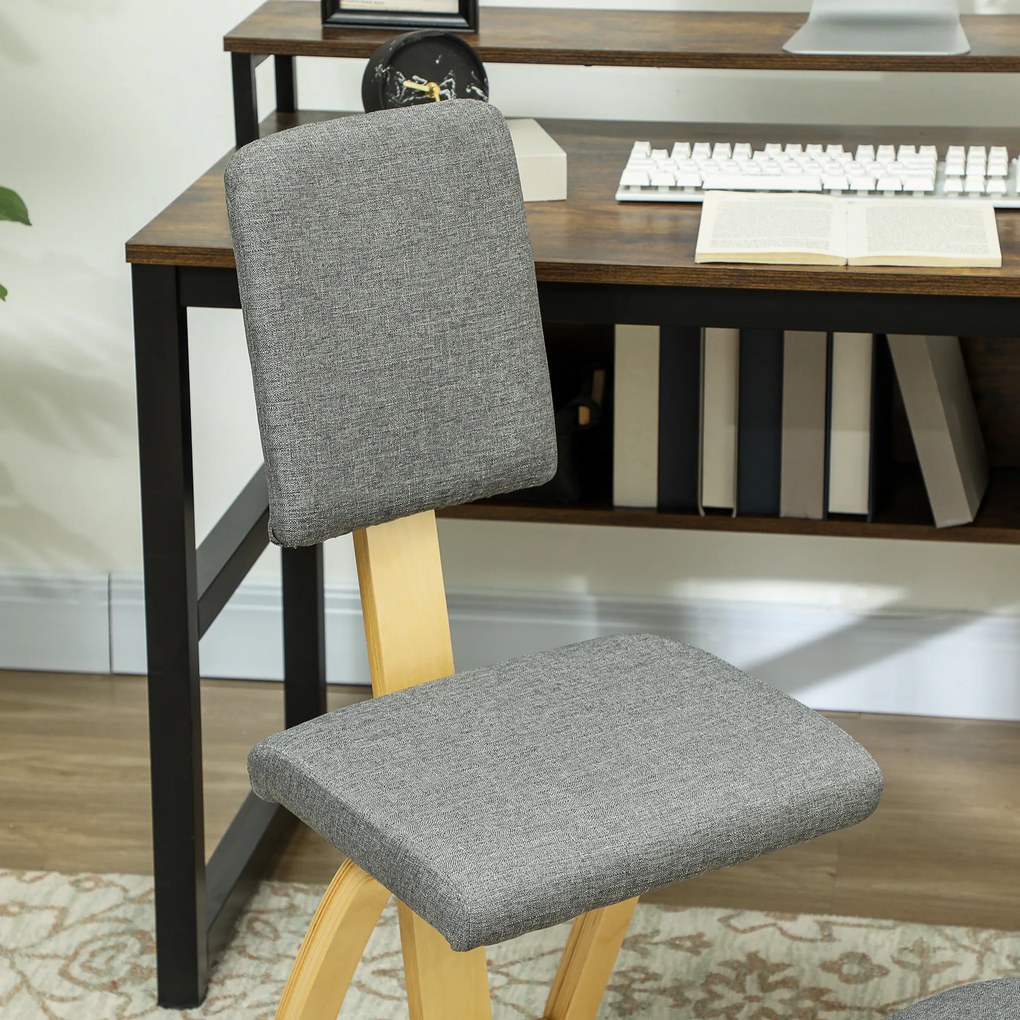 HOMCOM Scaun genunchi ergonomic, din lemn de mesteacăn, care permite o mișcare ușoară de leagăn, 51x84x93 cm, Gri | Aosom Romania