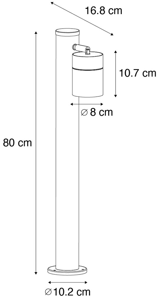 Lampă de exterior cu picior neagră 80 cm AR70 reglabilă IP44 - Solo
