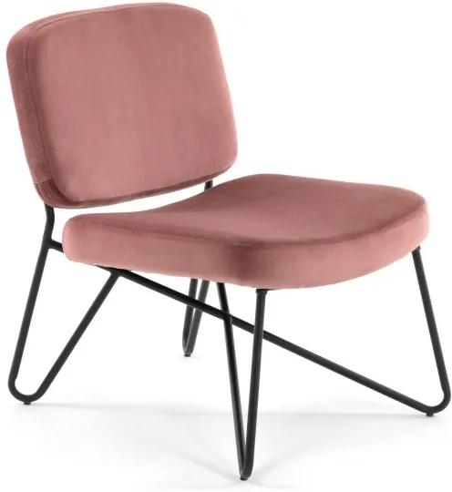 Scaun lounge roz din metal si catifea Circuit La Forma