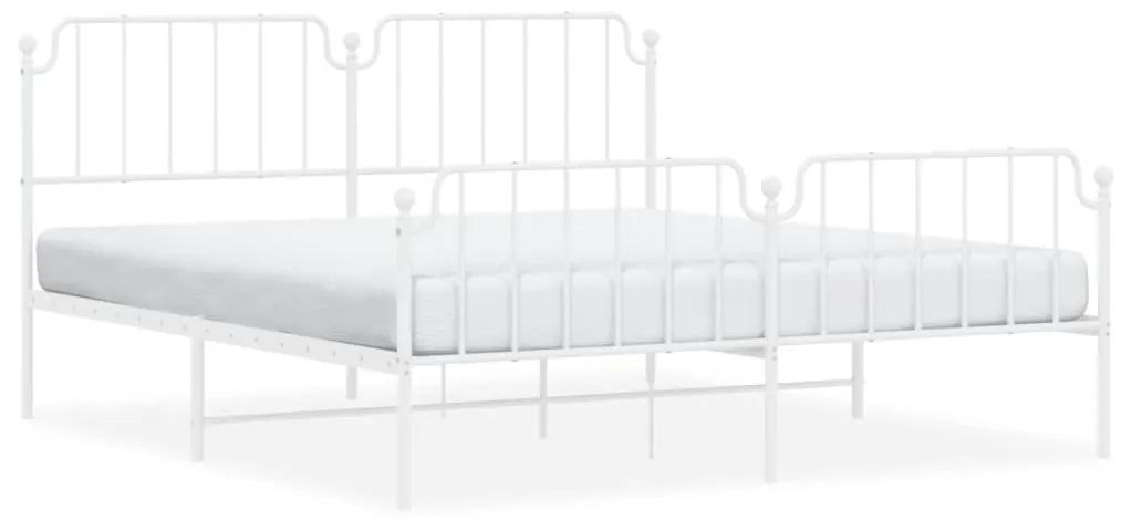 373957 vidaXL Cadru pat metalic cu tăblie de cap/picioare , alb, 160x200 cm