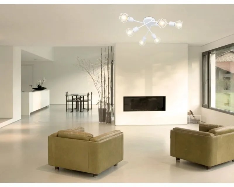 Plafoniera cu 6 spoturi design industrial XARA I alb