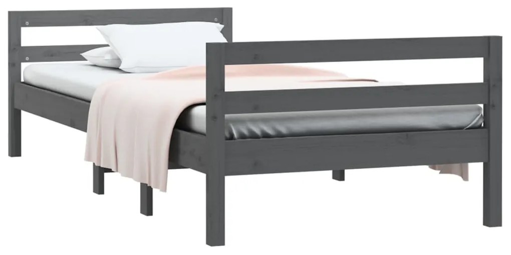Cadru de pat, gri, 75x190 cm, lemn masiv de pin