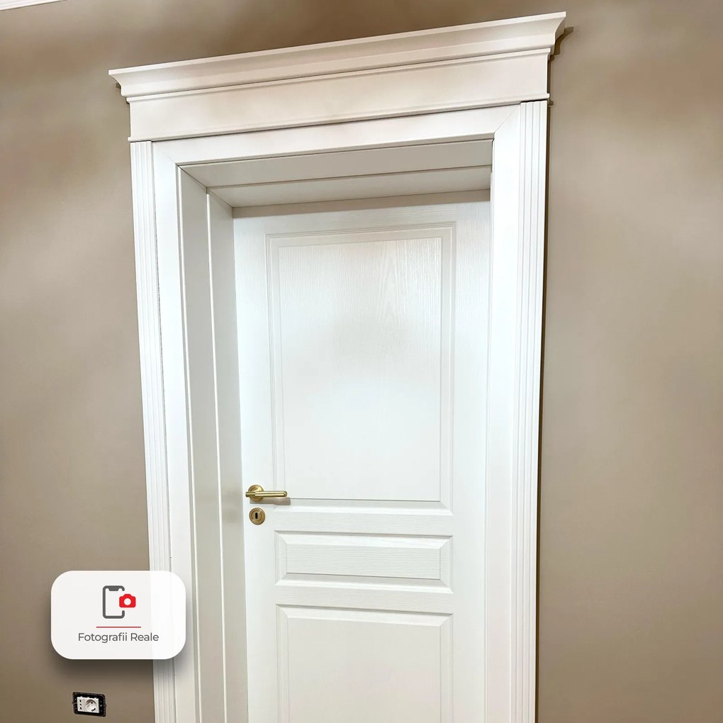 Usa de interior PORTA VIENA cu modul Retro - Pervaz de tip capitel si Cornisa Vopsea Standard, 140-180 mm, Alb