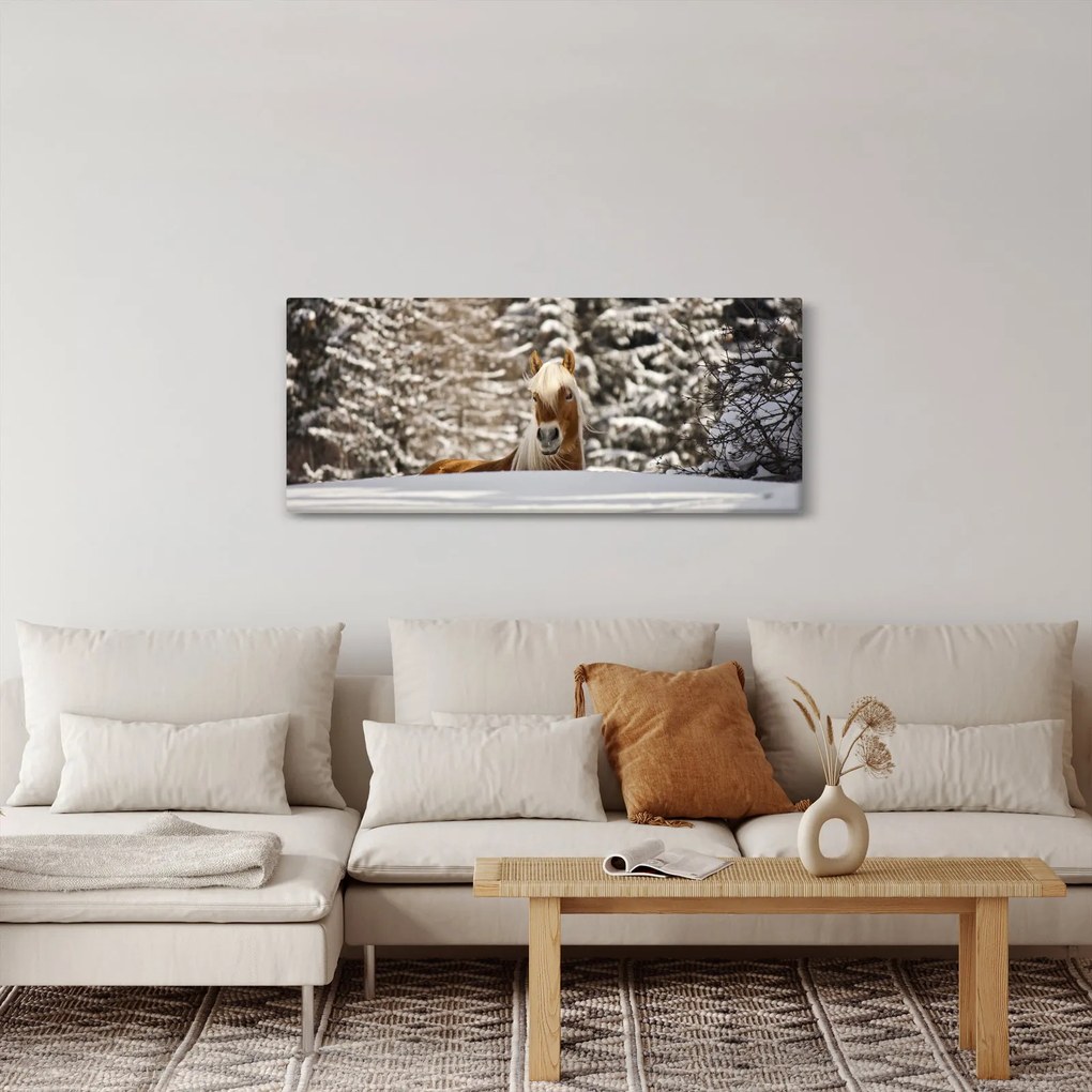 Tablou - Cal în peisaj de iarnă (120x50 cm)