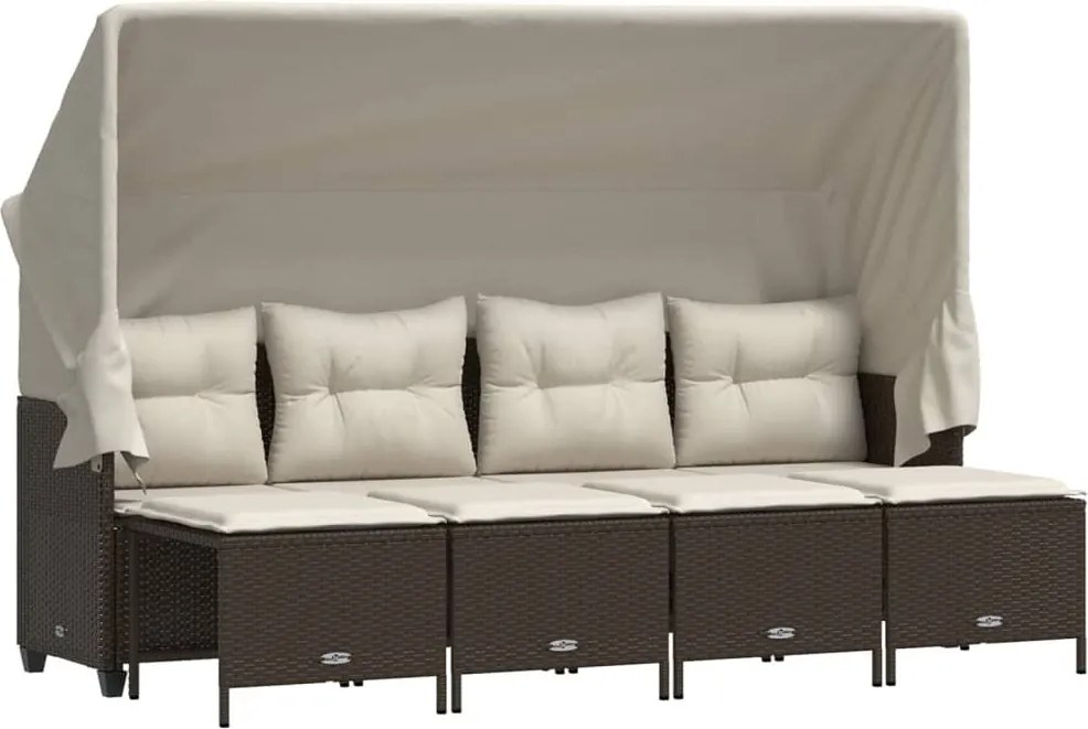 vidaXL Set canapele de grădină cu perne, 5 piese, maro, poliratan