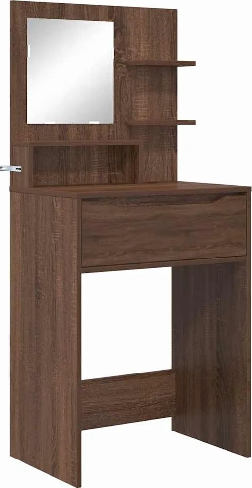 vidaXL Mese de toaletă pentru dormitor cu sertar cu raft Stejar închis