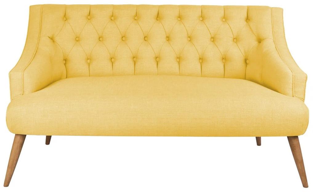 Canapea cu 2 Locuri Lamont, Galben, 140 x 74 x 80 cm