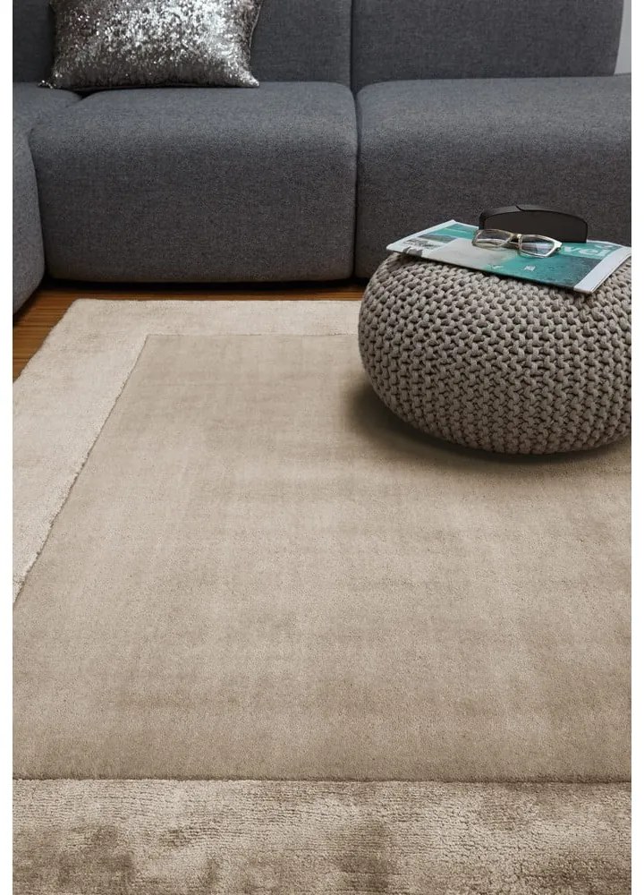 Covor maro deschis handmade din amestesc de lână 80x150 cm Ascot – Asiatic Carpets