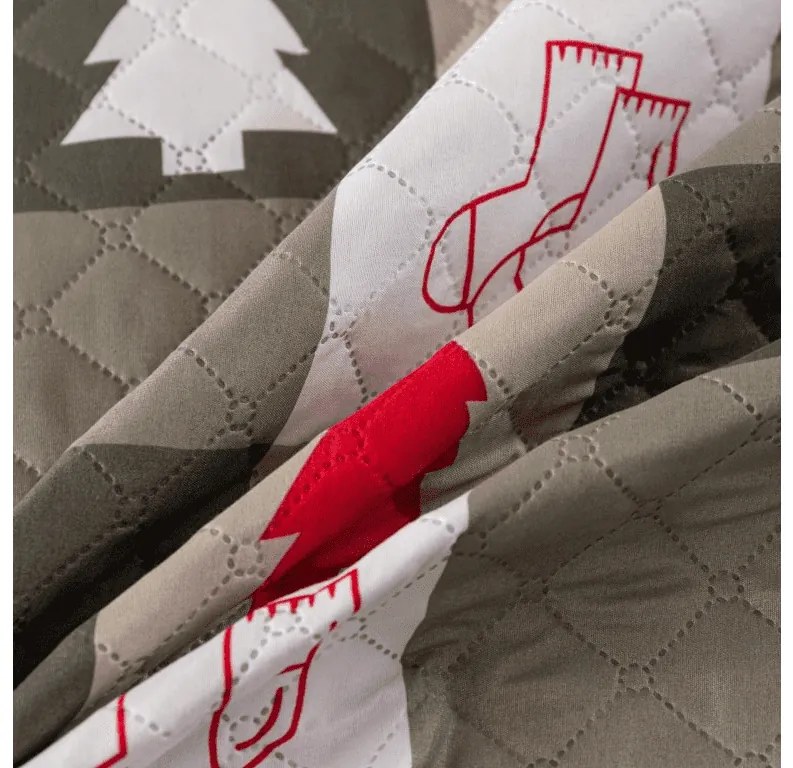 Cuvertura de pat CHRISTMAS SOCKS, verde Dimensiune: 170 x 210 cm