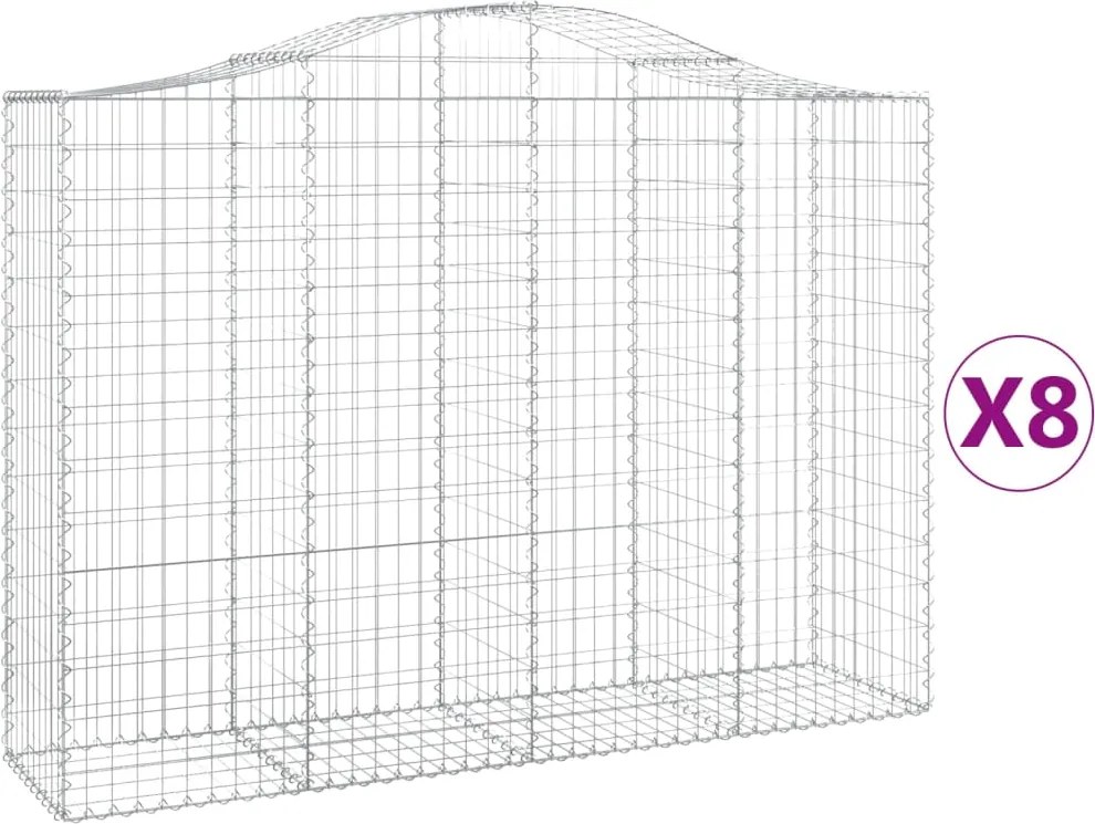 vidaXL Coșuri gabion arcuite 8 buc, 200x50x140/160 cm, fier galvanizat