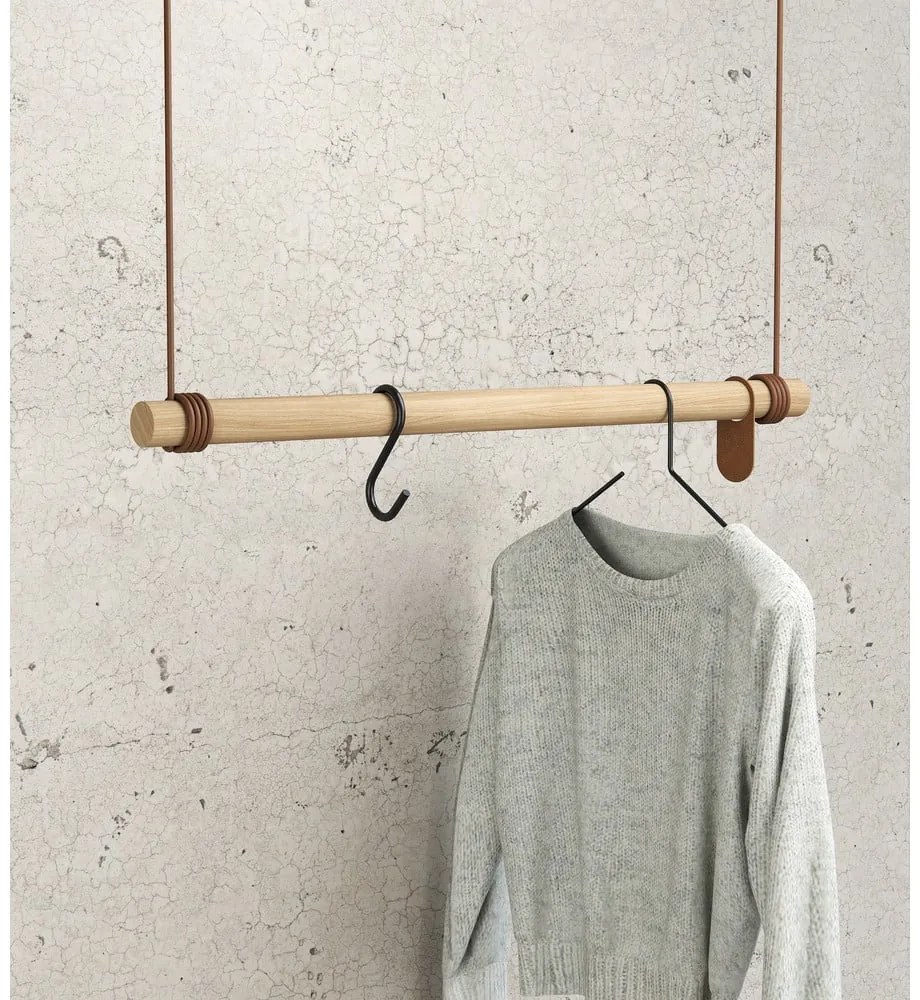 Cuier de perete în culoare naturală din lemn de stejar 80 cm Swing M – LIND DNA