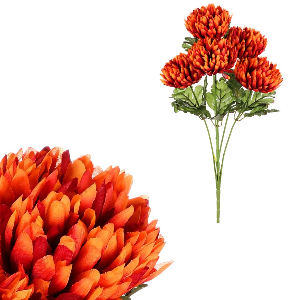 Buchet de crizanteme maro, 17 x 28 cm, artificiale