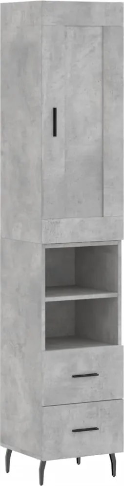 vidaXL Dulap înalt, gri beton, 34,5x34x180 cm, lemn prelucrat