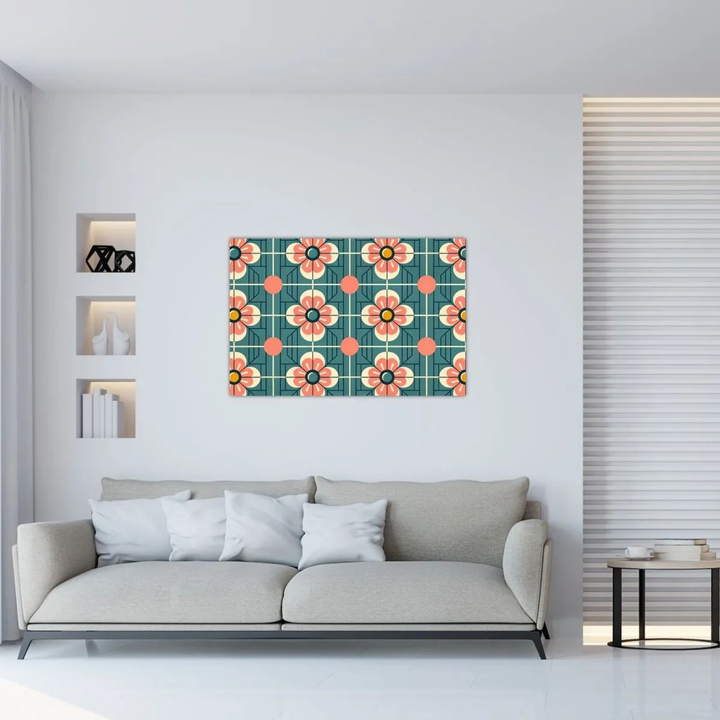Tablou - Model retro cu flori (90x60 cm)