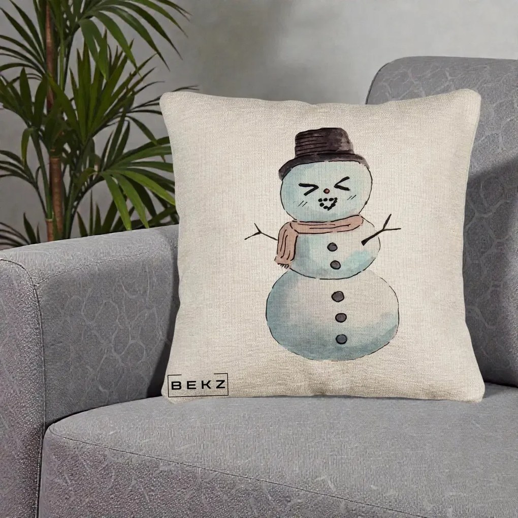 Perna Decorativa Om de Zapada Kawaii Haios, 40x40 cm, Bej Canapea, Husa Detasabila, Perna Inclusa, BEKZ®