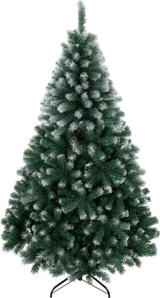 HOMCOM Brad de Crăciun cu 700 Ramuri Ignifuge, Efect Înzăpezit Realist și Bază din Oțel, 100x100x180 cm, Verde | Aosom Romania