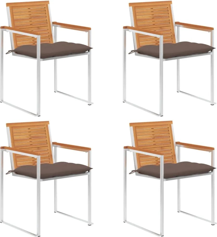 vidaXL Scaune de grădină cu perne, 4 buc., lemn masiv de acacia