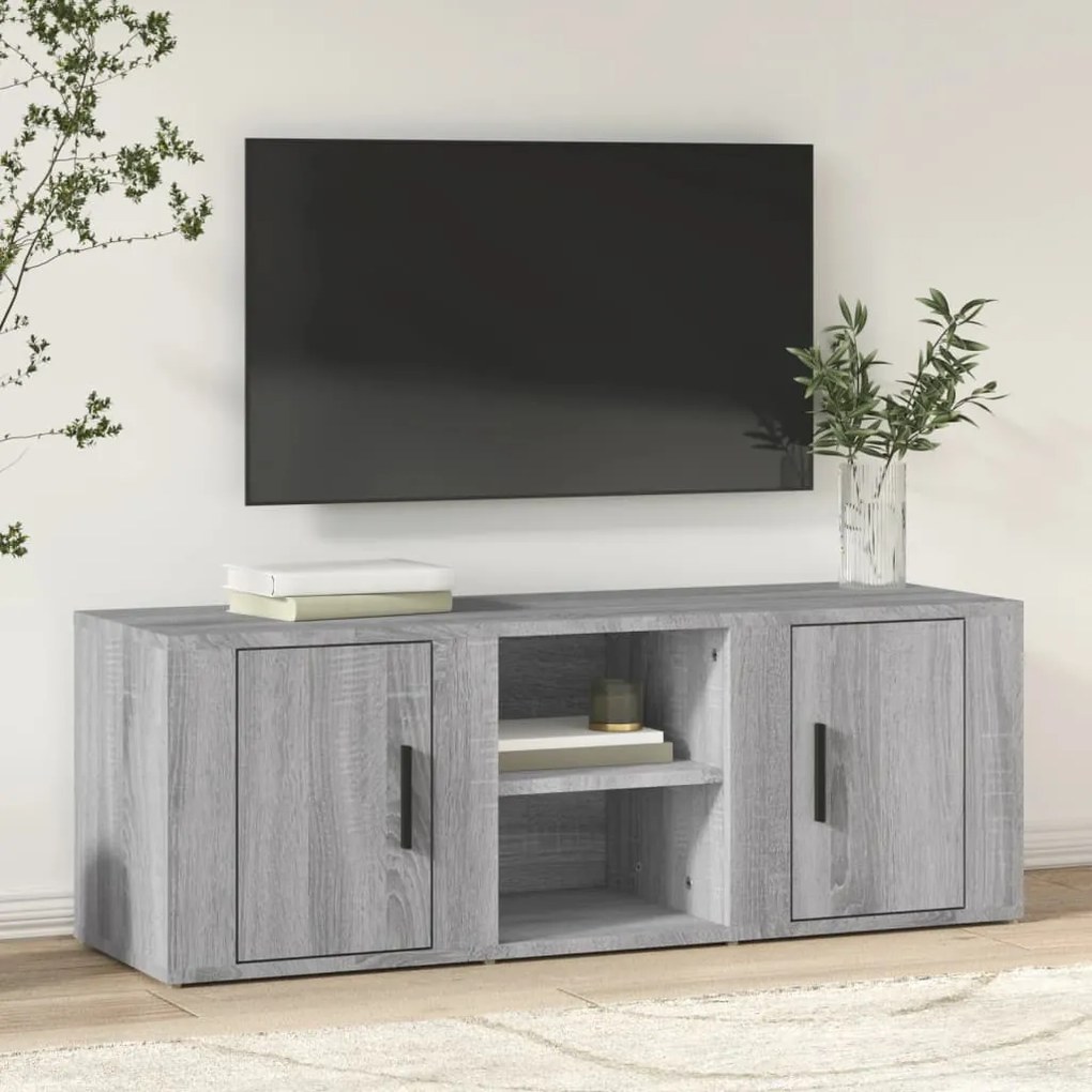 819434 vidaXL Comodă TV, gri sonoma, 100x31,5x35 cm, lemn prelucrat