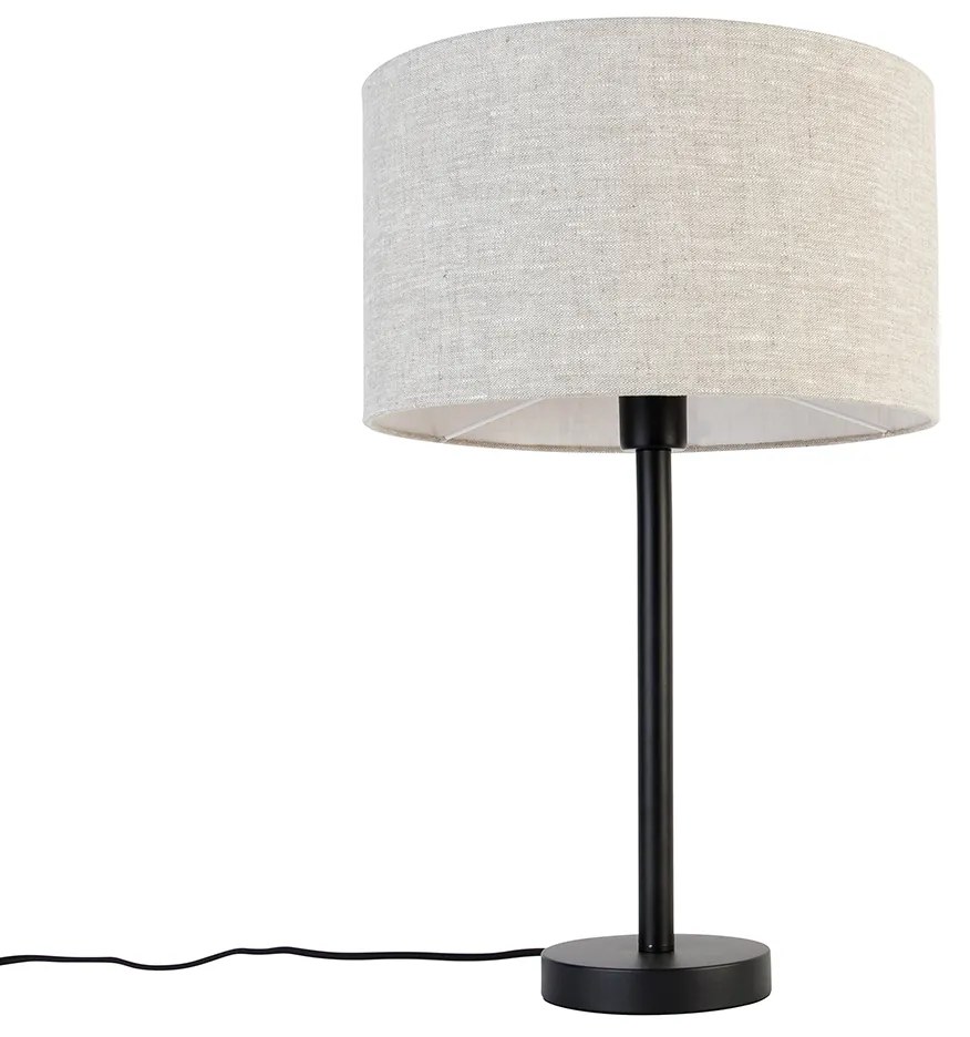 Lampa de masa moderna neagra cu abajur boucle gri deschis 35 cm - Simplo