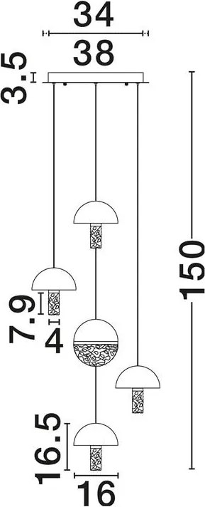 Lustra decorativa cu 5 pendule LED 2700K DORIN