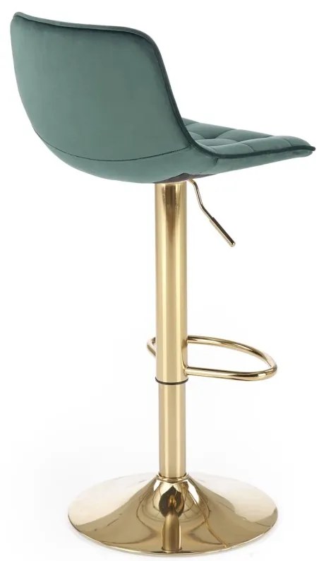 Scaun de bar H120 velvet verde/gold