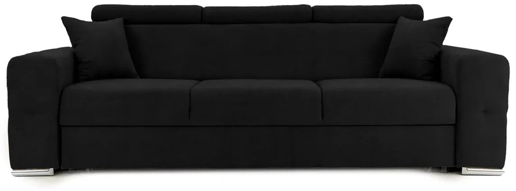 Canapea Extensibilă 3 locuri BELLAGIO, cu tetiere reglabile, 242x95x99 cm, Negru-Enjoy