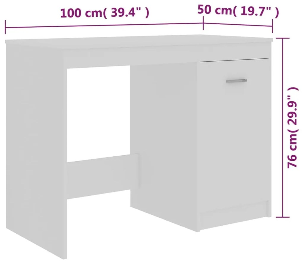 Birou, alb, 100 x 50 x 76 cm, PAL Alb