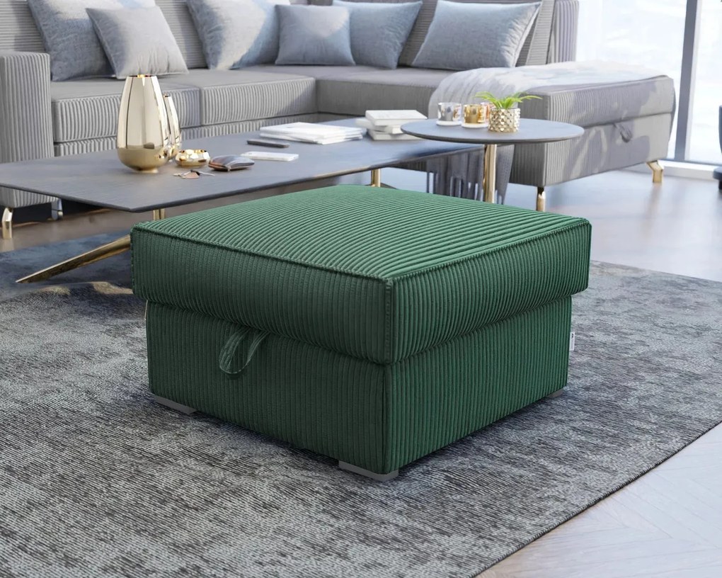 Taburet verde inchis SMART COSARO cu spatiu de depozitare 65x65 cm