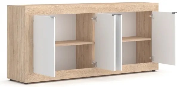 Comodă RUNEA, stejar Sonoma/albă