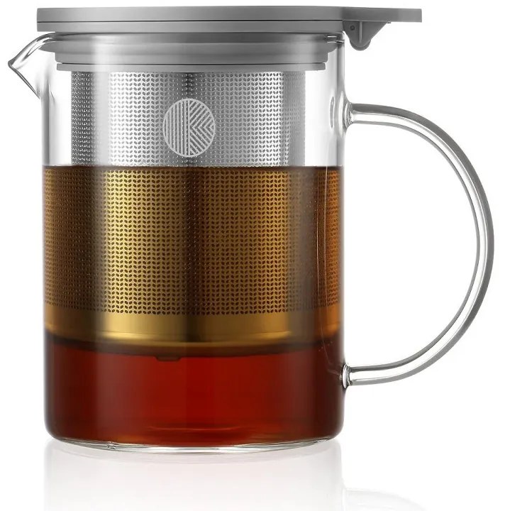 Cana cu infuzor pentru ceai BUYDEEM CD2001, 500 ml, Otel inoxidabil, Design elegant, Gri