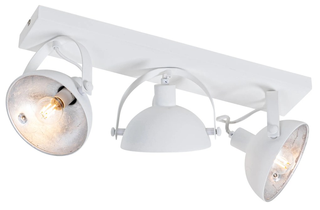 Plafoniera industrială albă cu argintiu cu 3 lumini reglabile - Magnax