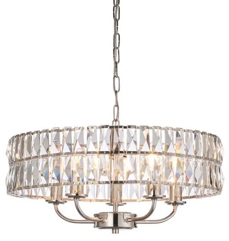 Lustră pe lanț Endon 104467 CLIFTON 5xE14/6W/230V crom lucios/transparent